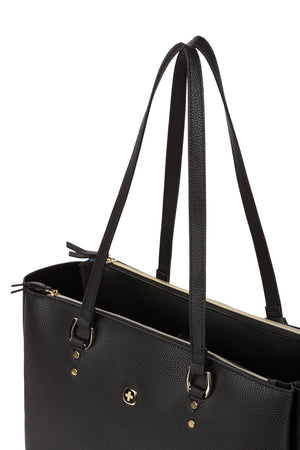 Wenger Rosalyn 14 inch Laptop Tote - Black/Sky Blue Carry handles are comfortable in the hand and long enough to fit over the shoulder
