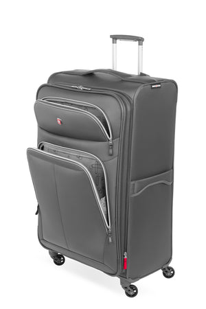 Swissgear 6270 Expandable Liteweight 3 piece Spinner Luggage Set - Pewter Two front panel pockets with silver tone zippers