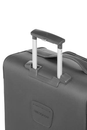 Swissgear 6270 Expandable Liteweight 3 piece Spinner Luggage Set - Pewter Aluminum, push-button locking telescopic handle for easy pushing or pulling of luggage