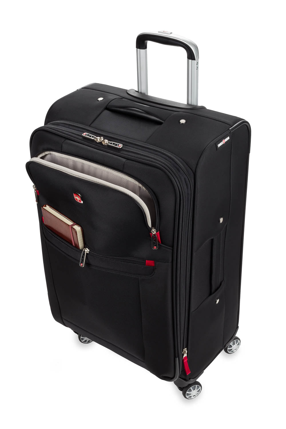 Swissgear 6568 Expandable 3pc Spinner Set Two exterior zip pockets