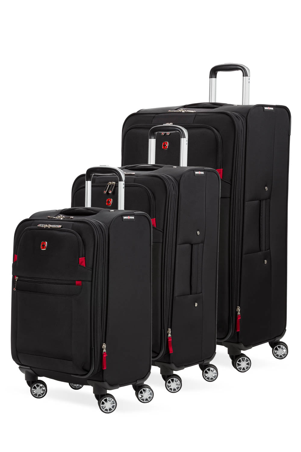 Swissgear 6568 Expandable 3pc Spinner Set - Black and Red