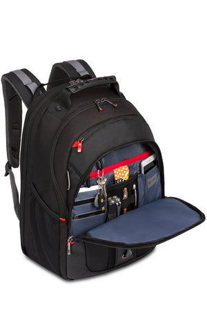 Wenger Legacy 16 inch Laptop Backpack - Black/Gray Essentials organizer keeps power cords, chargers and business cards neat and accessible