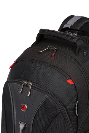 Wenger Legacy 16 inch Laptop Backpack - Black/Gray Reinforced ergonomic grab handle for easy carrying
