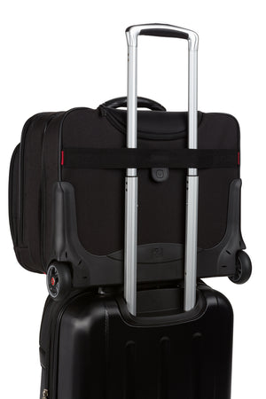 Wenger Patriot Wheeled Business Case with Removable Laptop Case - Pass-Thru strap on laptop slimcase slides over the extended handle of most luggage for easy travel with multiple bags