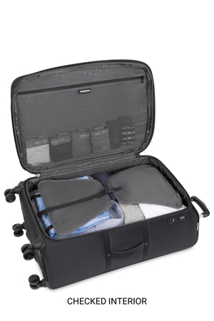 SWISSGEAR 7070 Checked Bag Expandable Spinner Adjustable clothes compression panel to prevent shifting of contents
