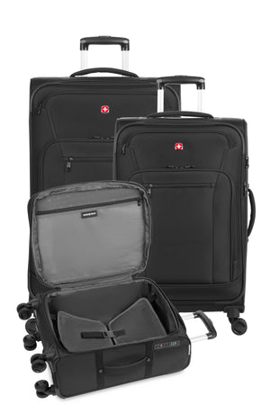 SWISSGEAR 7070 Softside Expandable Spinner 3 Piece Set - Black 