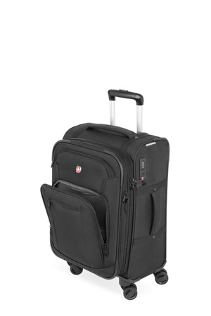 SWISSGEAR 7070 Carry-on Expandable Spinner A trio of zippered front pockets, including a deep gusseted pocket, plus a handy 'ticket' pocket' allow you to stay organized on the go