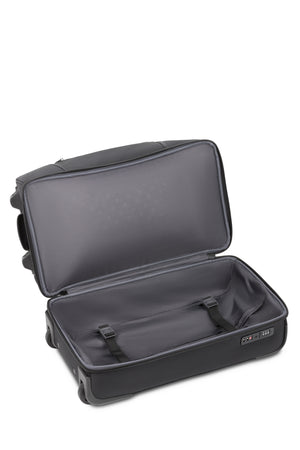 SWISSGEAR Zurich Wheeled 48L Duffel Bag - Black Zippered bottom compartment offers additional packing space and is equipped with adjustable tie-down straps to keep your items in place