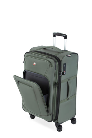 SWISSGEAR 7070 Medium Expandable Spinner - Green with a deep gusseted pocket
