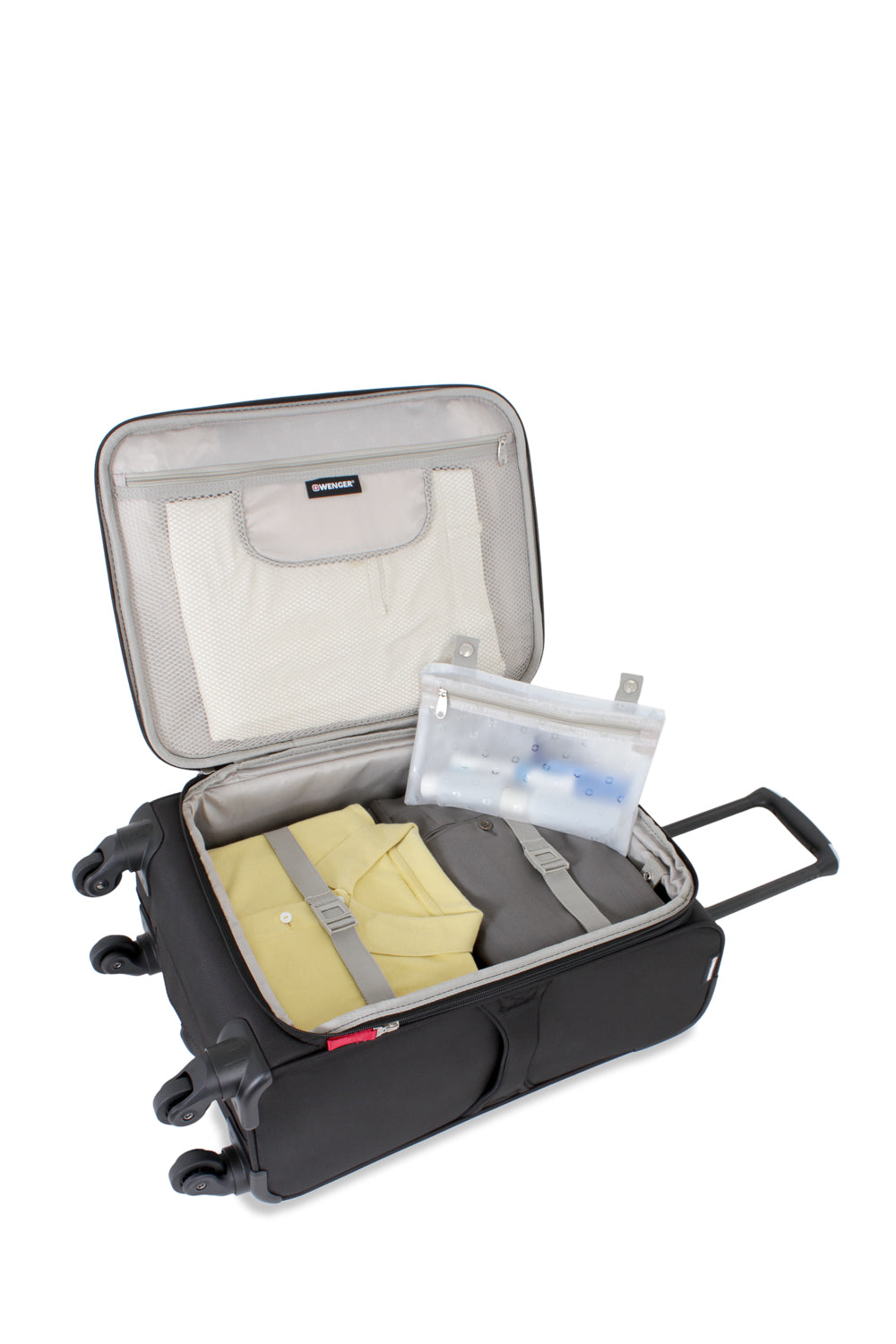 Swissgear Weekend Escape 2pc Luggage Set Elastic tie-down straps keep contents in place