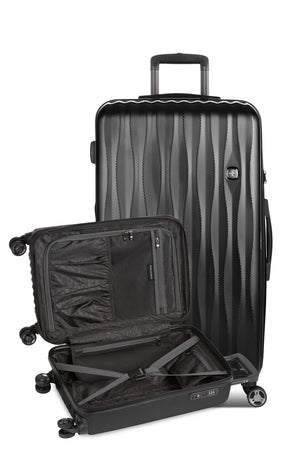 Energie Expandable Spinner 2 Piece Trunk Set - Black 2 Piece Set contains 19” carry-on with USB port and 29” trunk luggage
