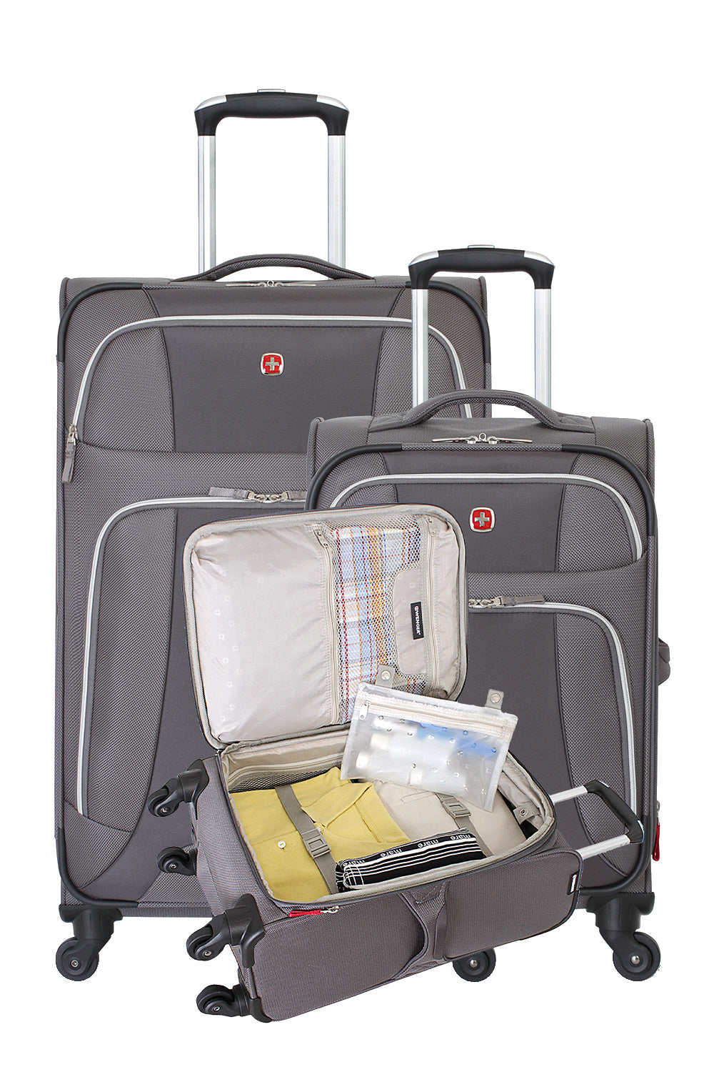 Swissgear 7362 Expandable 3pc Liteweight Spinner Luggage Set - Gray