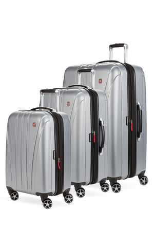 Swissgear 7585 Expandable 3pc Hardside Spinner Luggage Set - Silver 