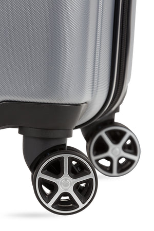 Swissgear 7585 Expandable 3pc Hardside Spinner Luggage Set Eight 360 degree, multi-directional spinner wheels 