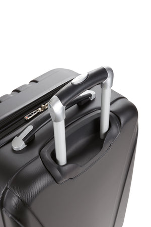 Swissgear 7585 Expandable 2 Piece Hardside Spinner Luggage Set – Black Aluminum, push button locking telescopic handle for easy pushing or pulling of luggage