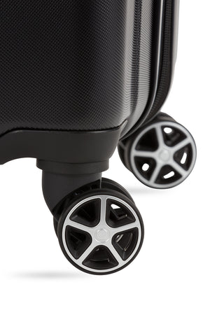Swissgear 7585 Expandable 3pc Hardside Spinner Luggage Set Eight 360 degree, multi-directional spinner wheels 