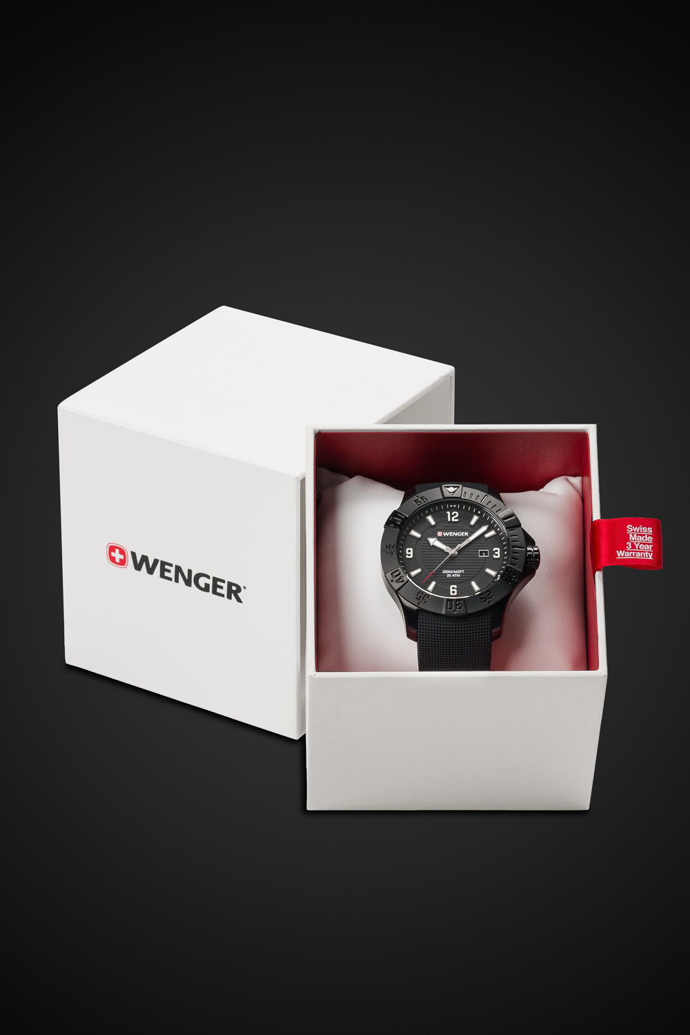 Wenger Seaforce Watch - Black with Black Dial and Black Silicone Strap