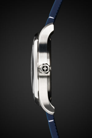 Wenger Attitude Watch - Stainless Steel with White Dial and Blue Silicone Strap
