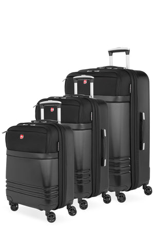 SWISSGEAR 7635 Expandable Hybrid Spinner 3 Piece Set – Black 