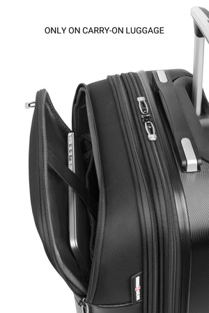 SWISSGEAR 7635 Expandable Hybrid Spinner 3 Piece Set – Black Carry-on integrates a fully padded internal laptop sleeve that fits most 17