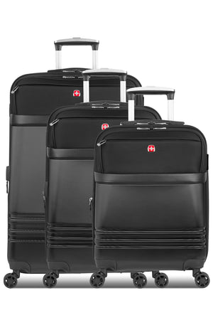 SWISSGEAR 7635 Expandable Hybrid Spinner 3 Piece Set – Black 