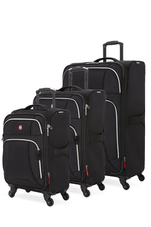 Swissgear 7676 Expandable Liteweight 3pc Spinner Luggage Set - Black 