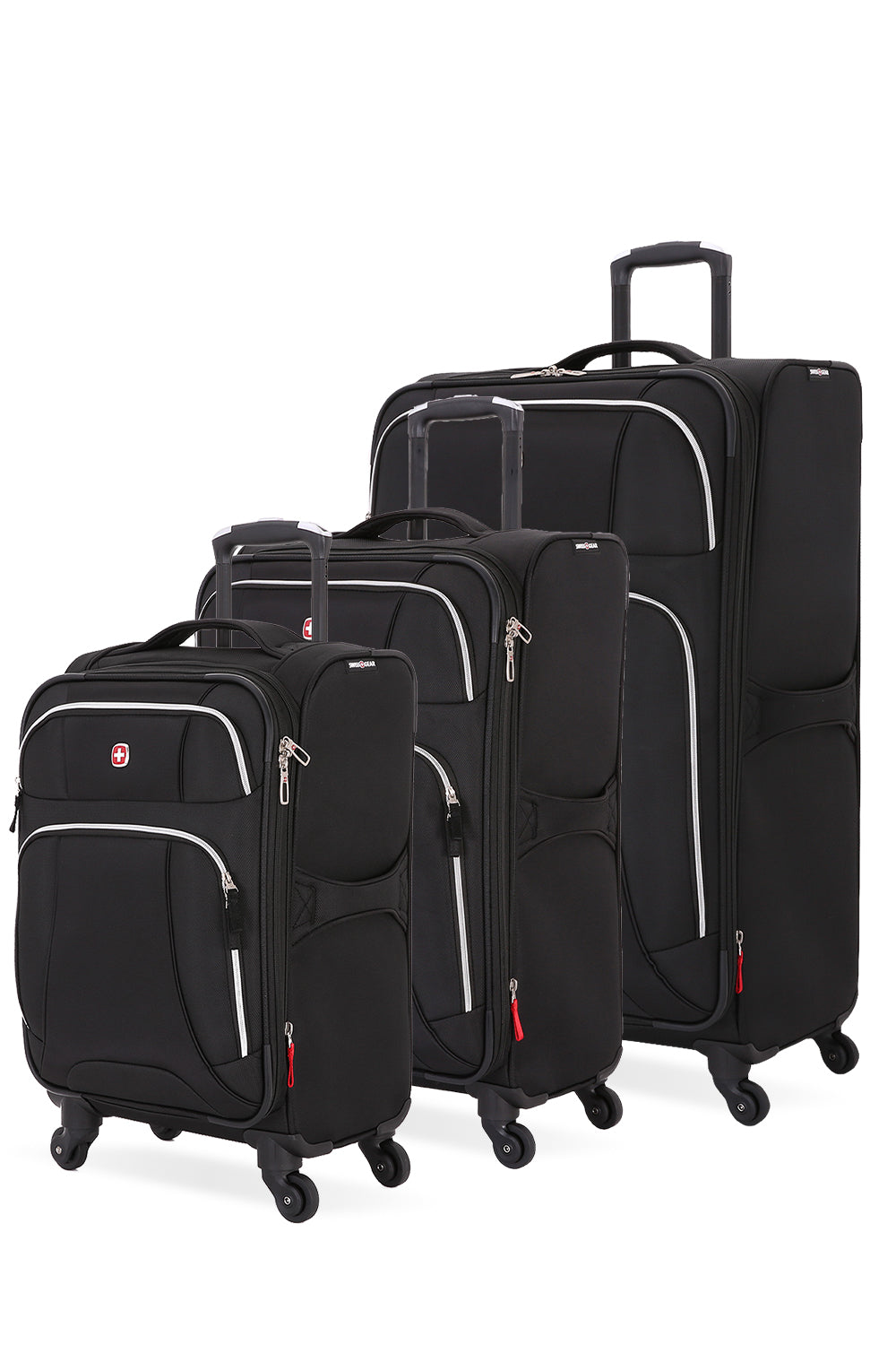 Swissgear 7676 Expandable Liteweight 3pc Spinner Luggage Set - Black 