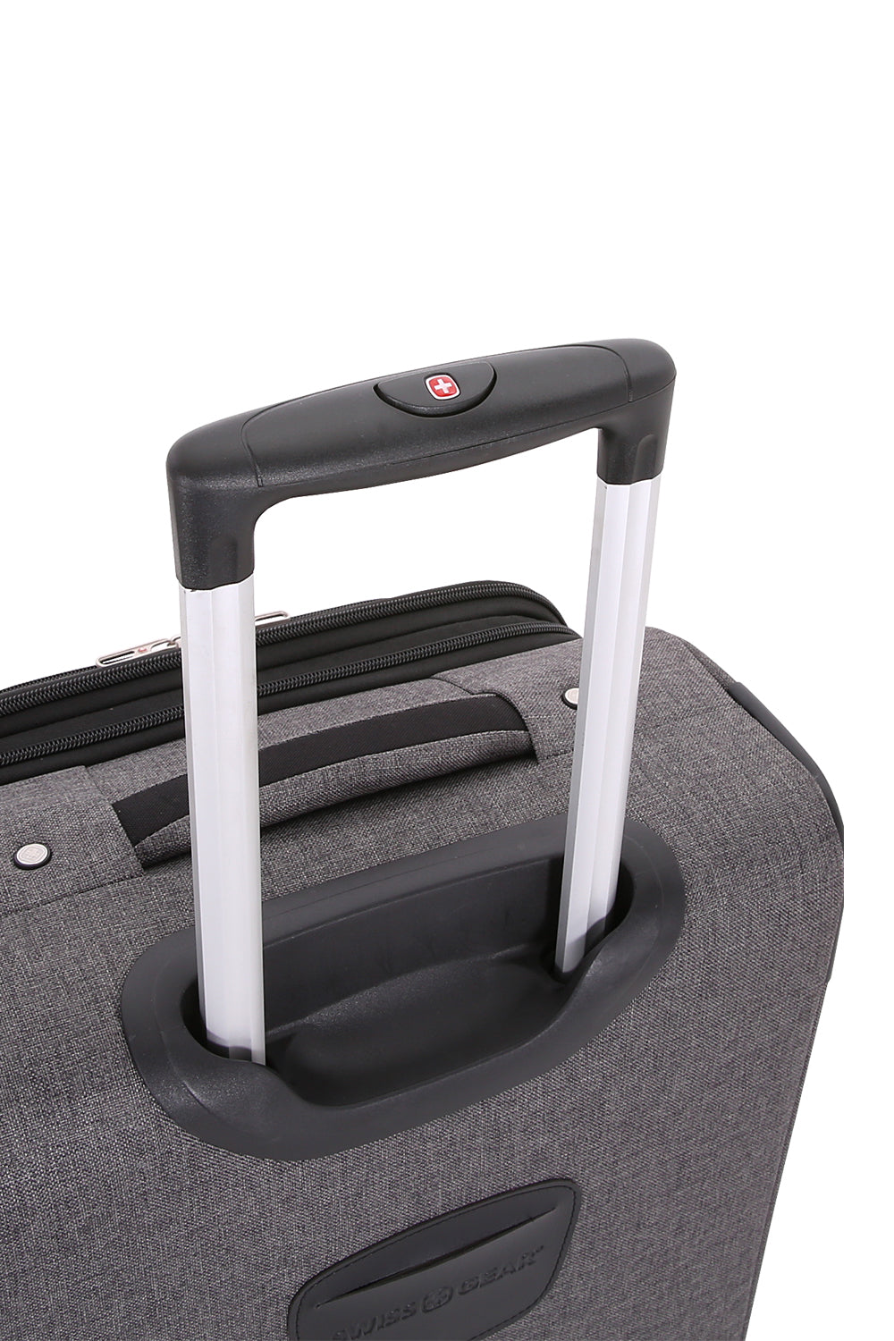 Swissgear 7738 Expandable Spinner Luggage Aluminum, push-button locking telescopic handle