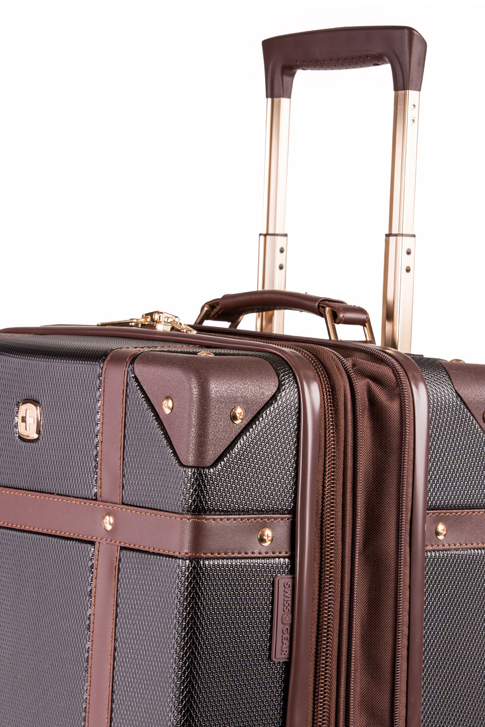 SWISSGEAR Vintage Trunk Large Checked Spinner in Brown/Black