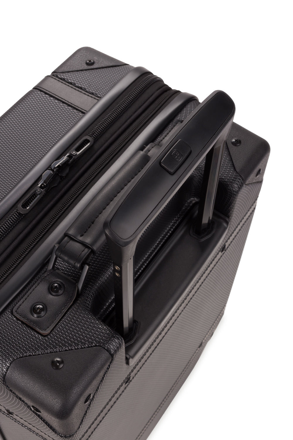 Swissgear Urban Escape 2pc Luggage Set Aluminum push-button telescopic handle locks in place for easy steering