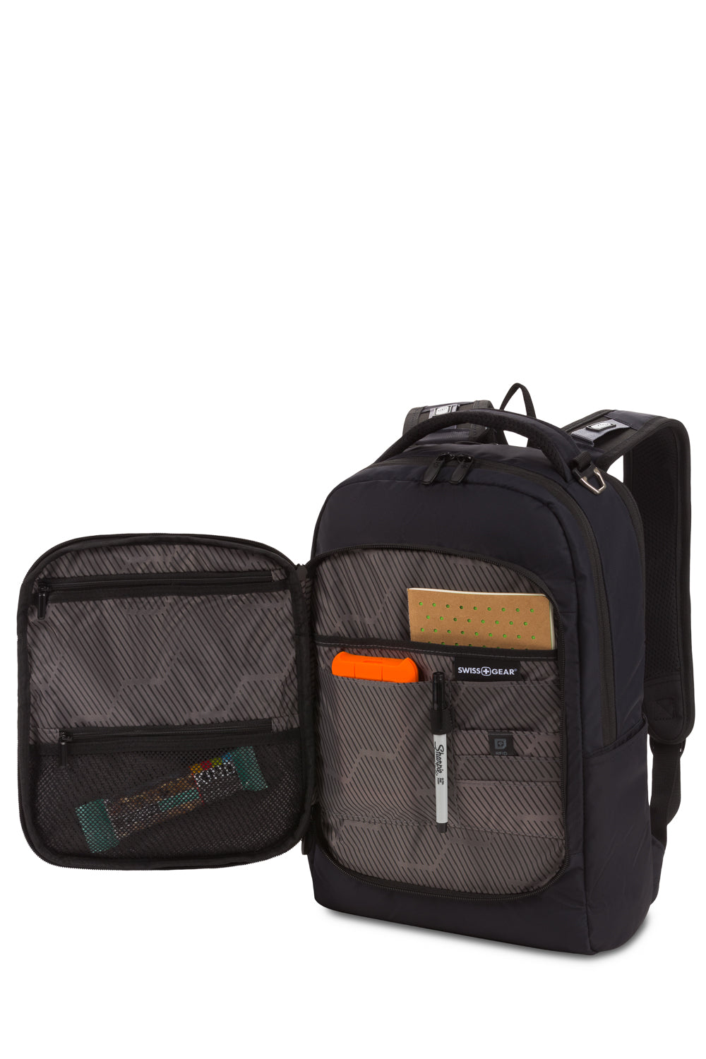 Swissgear Urban Escape 2pc Luggage Set Spacious front compartment features RFID lining to prevent identity theft, two zippered pockets, and an organizer panel for ID cards and a cell phone