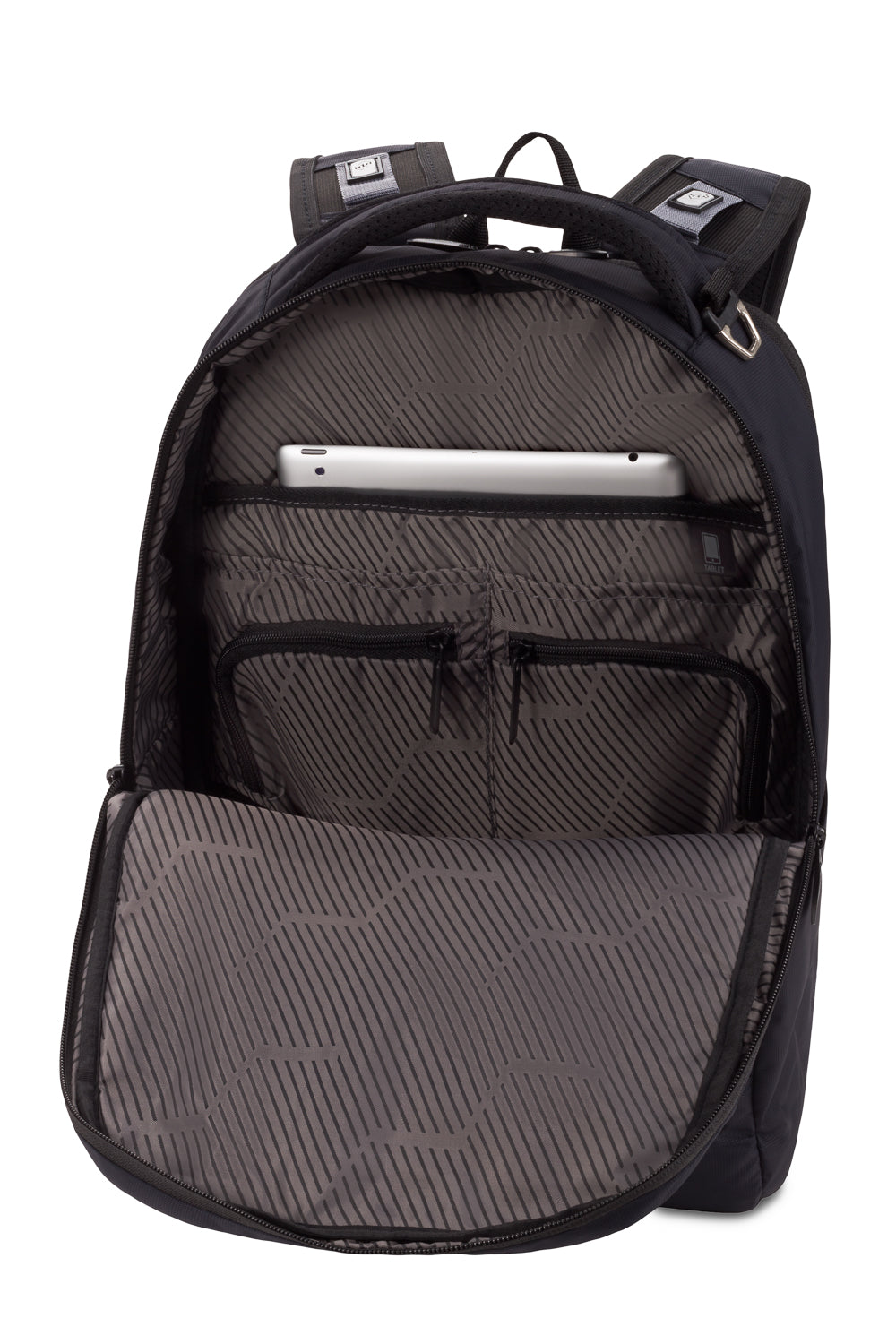 Swissgear Urban Escape 2pc Luggage Set Large main compartment features ample packing space, a tablet sleeve, and additional zip and slip pockets for cords and accessories 