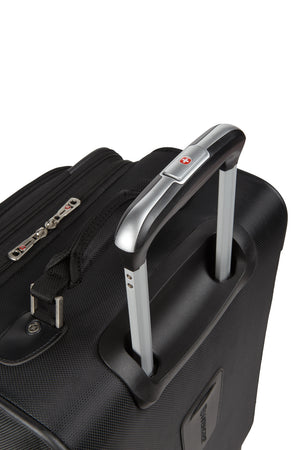 Wenger Identity Expandable Laptop Carry On Spinner Luggage Push-button, locking, aluminum telescopic handle makes handling easy