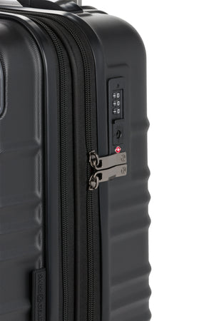 SWISSGEAR 8027 19” Expandable Carry On Hardside Spinner Luggage in Black with Flush-mounted TSA-approved combination lock