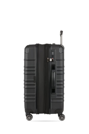 SWISSGEAR 8027 Medium Checked Expandable Hardside Spinner Luggage - Black Expands for additional packing space