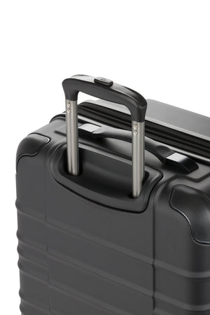 SWISSGEAR 8027 Medium Checked Expandable Hardside Spinner Luggage - Black Premium push-button steel locking telescopic handle for easy pushing or pulling of luggage