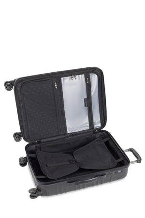 SWISSGEAR 8027 Medium Checked Expandable Hardside Spinner Luggage - Black Zippered separator panel with a zippered packing pocket and a zippered wet bag