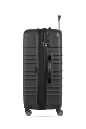 SWISSGEAR 8027 Large Checked Expandable Hardside Spinner Luggage - Black Molded top and side grab handles for utmost maneuverability