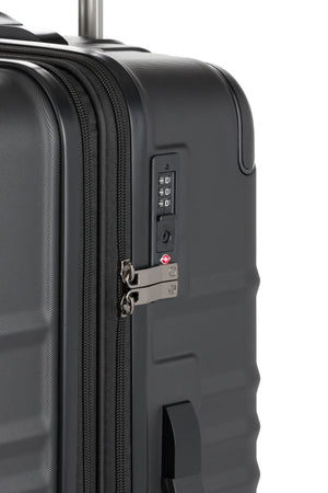 SWISSGEAR 8027 Large Checked Expandable Hardside Spinner Luggage - Black Flush-mounted TSA-approved combination lock