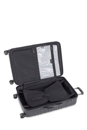SWISSGEAR 8027 Large Checked Expandable Hardside Spinner Luggage - Black Zippered separator panel with a zippered packing pocket and a zippered wet bag