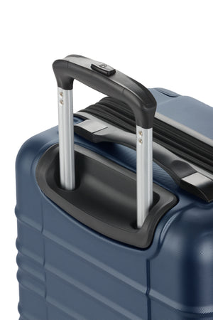 SWISSGEAR 8027 19” Expandable Carry On Hardside Spinner Luggage - Navy Premium, push-button steel locking telescopic handle for easy pushing or pulling of luggage