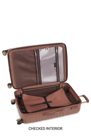 SWISSGEAR 8027 Expandable Spinner 3 Piece Luggage Set in Maple features an Adjustable clothes compression panel that helps prevent shifting of contents and a side zippered accessory pocket for smaller items