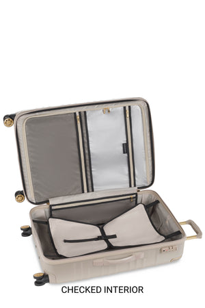 SWISSGEAR 8027 Expandable Spinner 3 Piece Luggage Set - Sand Zippered separator panel includes an integrated, zippered wet bag for toiletries or damp items, plus a zippered flat pocket for increased organization