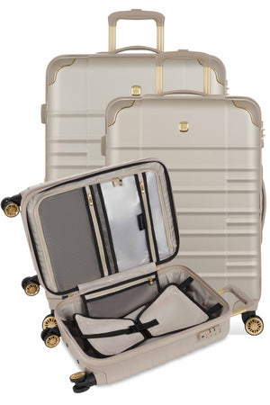 SWISSGEAR 8027 Expandable Spinner 3 Piece Luggage Set - Sand Set contains an Expandable Carry-on Spinner and Medium and Large Expandable Spinners