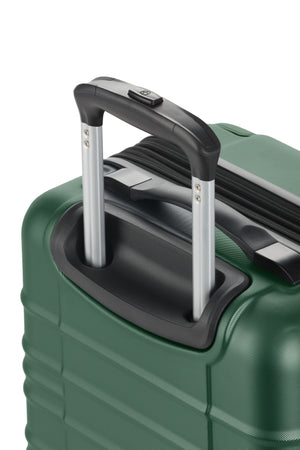 SWISSGEAR 8027 19” Expandable Carry On Hardside Spinner Luggage - Forest Green Premium, push-button steel locking telescopic handle for easy pushing or pulling of luggage