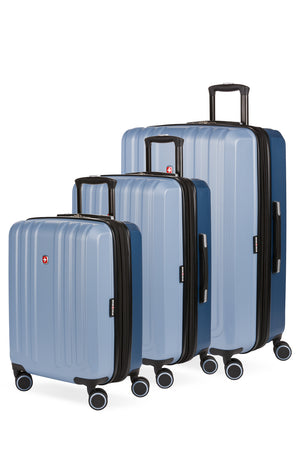 Swissgear 8028 Expandable Hardside Spinner 3pc Luggage Set - Light Blue/Navy