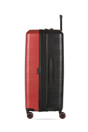 Swissgear Duet 28 inch Expandable Hardside Spinner Luggage - Wine/Black ABS hardside split-case construction for superior organization with 30% Recycled Content