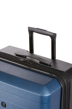 Swissgear Duet 3pc Expandable Hardside Spinner Luggage Set - Navy/Black Durable molded grab handle for comfortable lifting and maneuvering