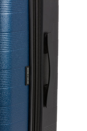 Swissgear Duet 24 inch Expandable Hardside Spinner Luggage - Navy/Black Durable molded side handle for ease of manipulation