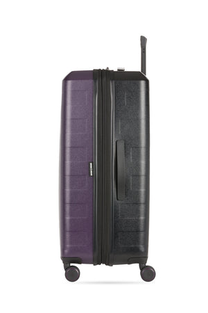 Swissgear Duet 28 inch Expandable Hardside Spinner Luggage - Plum/Black ABS hardside split-case construction for superior organization with 30% Recycled Content